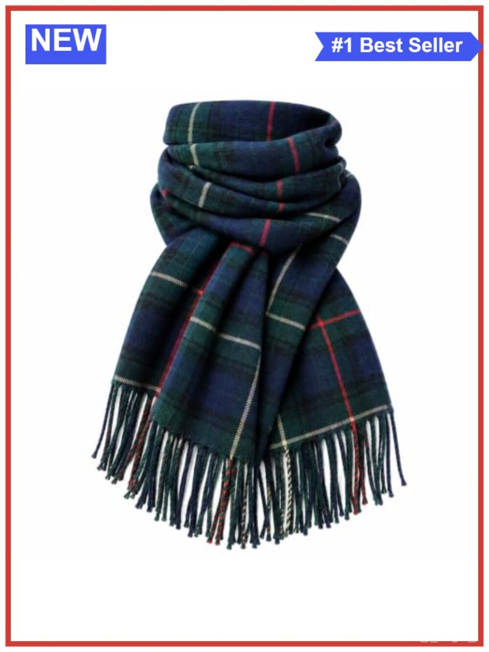 Oversized Plaid Blanket Scarf Soft Acrylic Winter Shawl Wrap